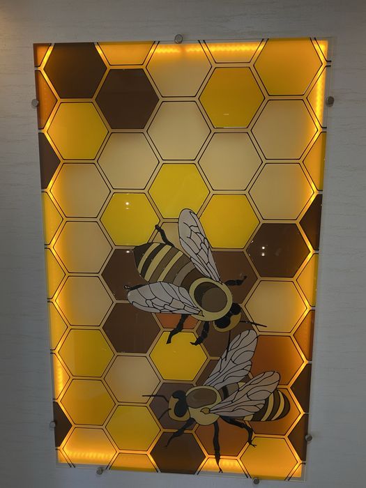 Скло вітражне, вітраж, соти бджоли