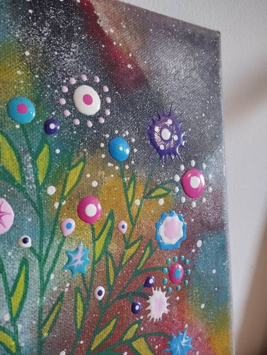 Obraz kwiaty w wazonie handmade