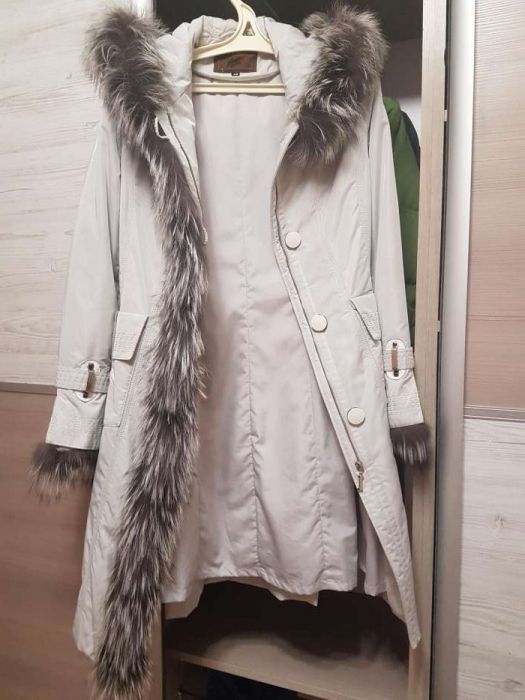 Зимний пуховик, натуральный мех