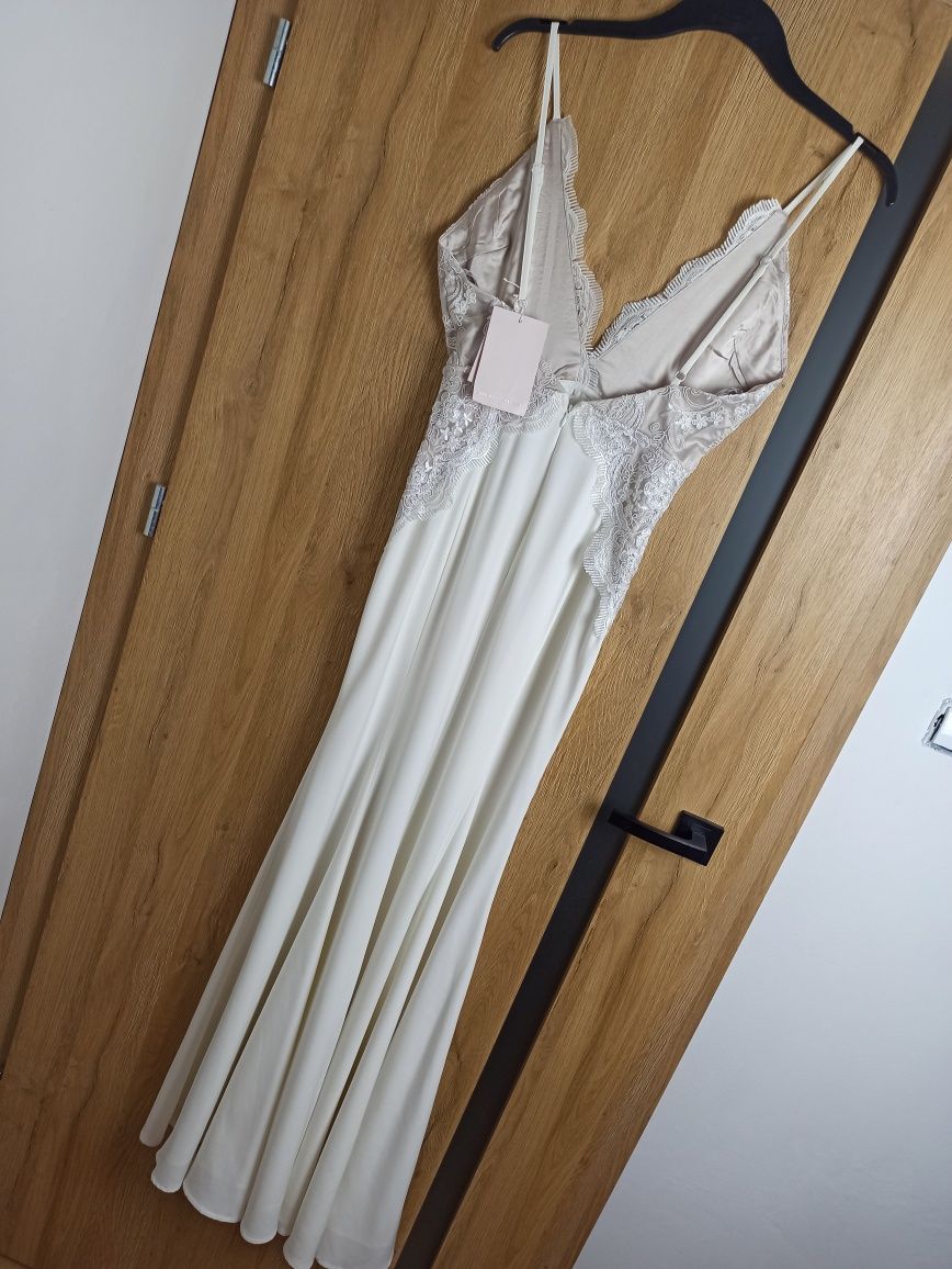Missguided suknia biała ślubna na poprawiny 38 M,