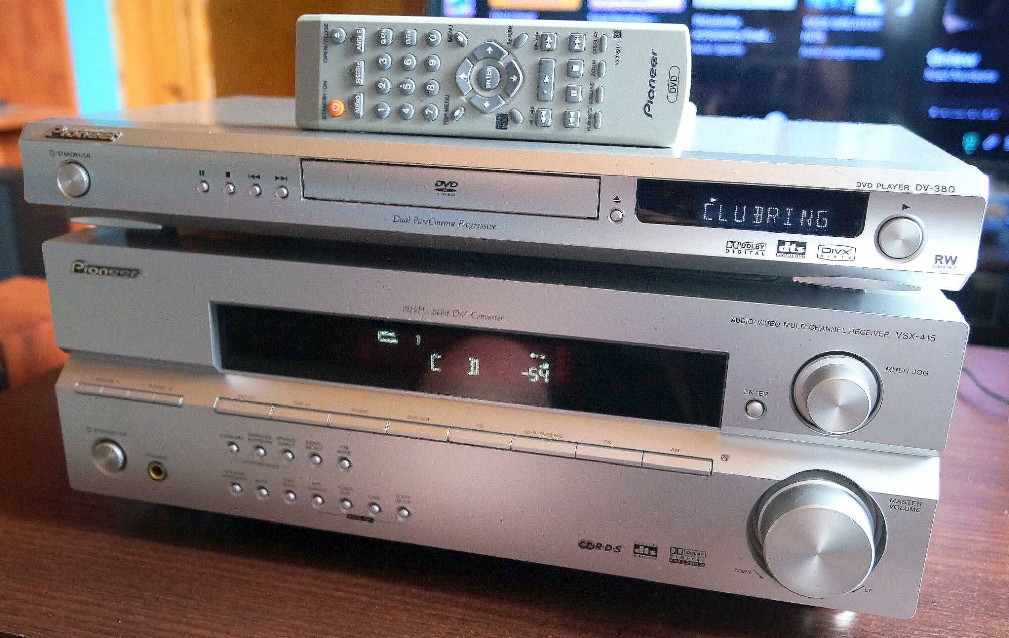 Kino domowe 5.0 Amplituner pioneer DVD+ Kolumny Rubicon  zestaw+piloty