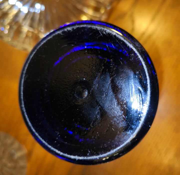 KRYSZTAŁY PRL Stary WAZON Kryształowy Niebieski / 25cm/ Bez Uszkodzeń