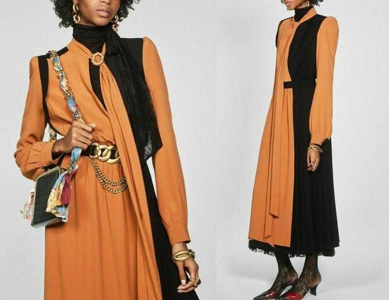 Новое длинное комбинированное платье Zara