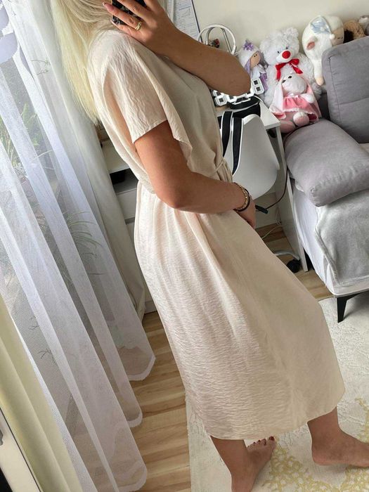 Damska koszulowa sukienka H&M rozpinana narzutka luzna midi XS uniwers