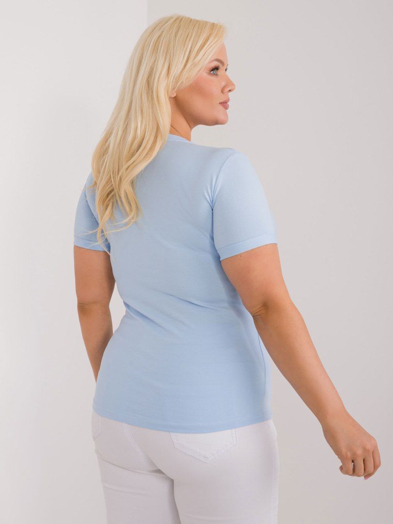 T-shirt bluzka damska z dżetami jasny niebieski