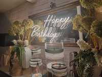 "Happy Birthday" - wynajem neonów, led na wesele, ślub, dekoracje 3D