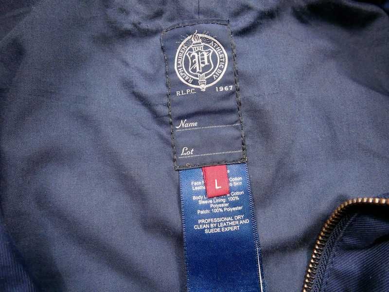 Polo Ralph Lauren Kurtka Bomber Bejsbolówka Skóra Naszywki Unikat L