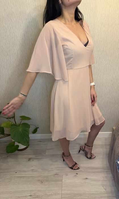 Morelowa sukienka na studniówkę na wesele pudrowy róż