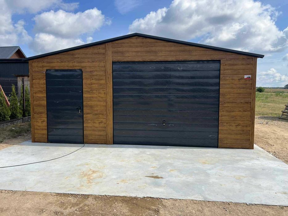 Garaż blaszany 5x7 drewnopodobny, garaże 4x6,5x6,6x6,7x6 z profili,