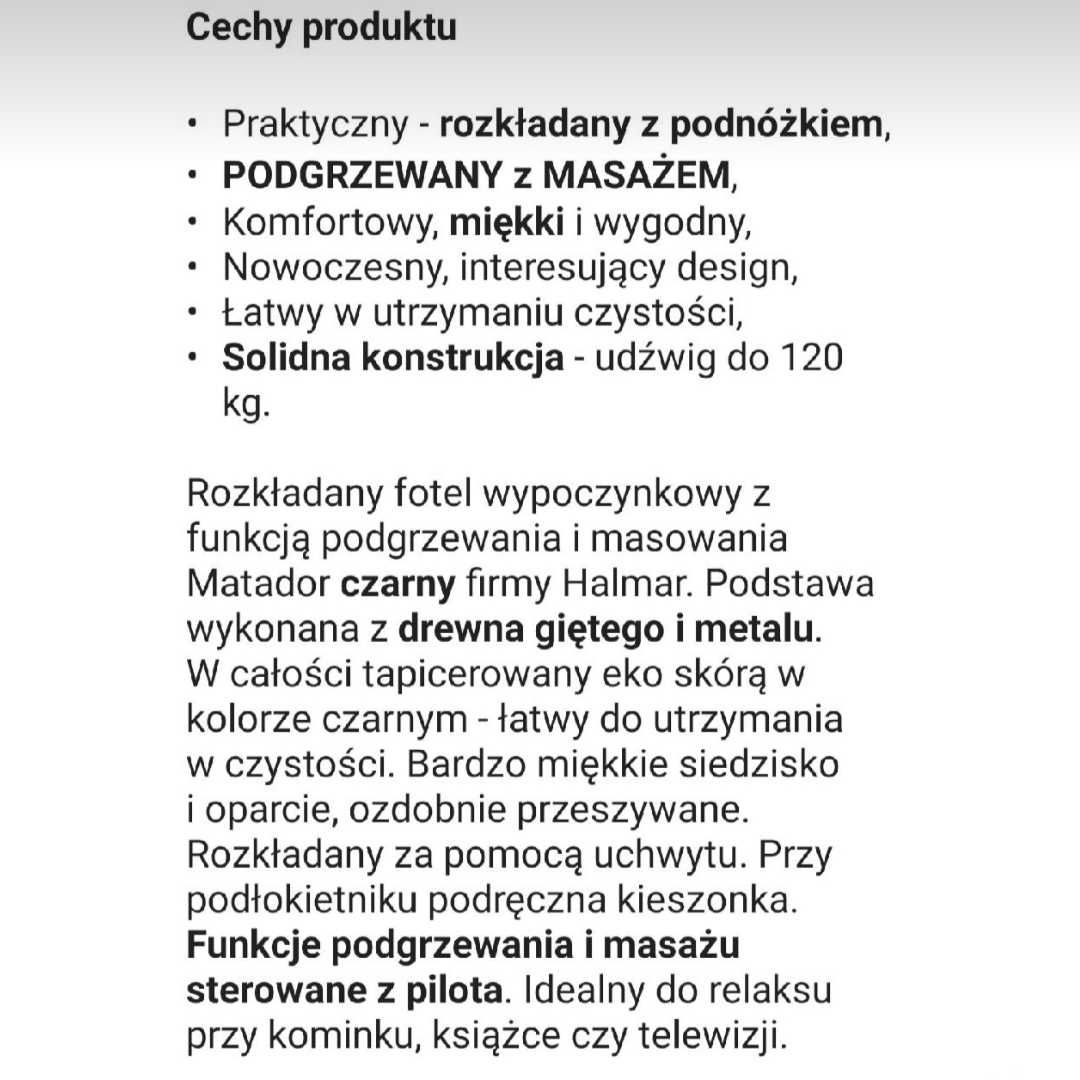 Fotel z funkcją masażu