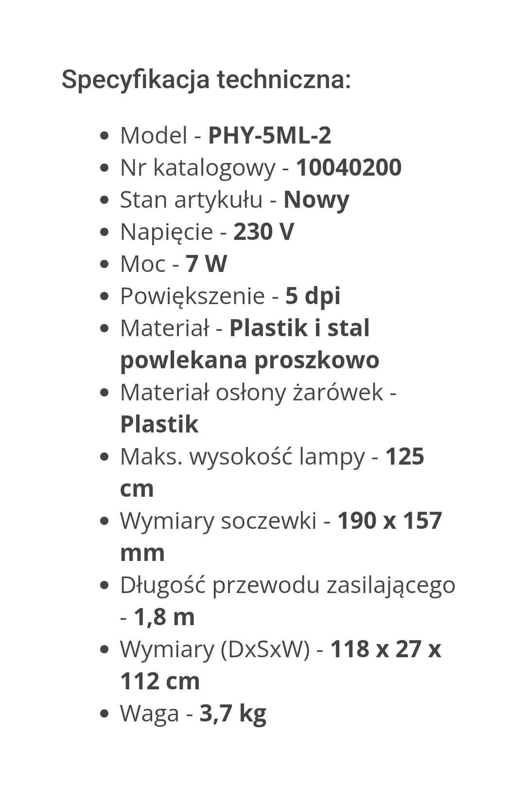 Lampa  kreślarska kosmetyczna z lupą BIAŁA 5dpi LED