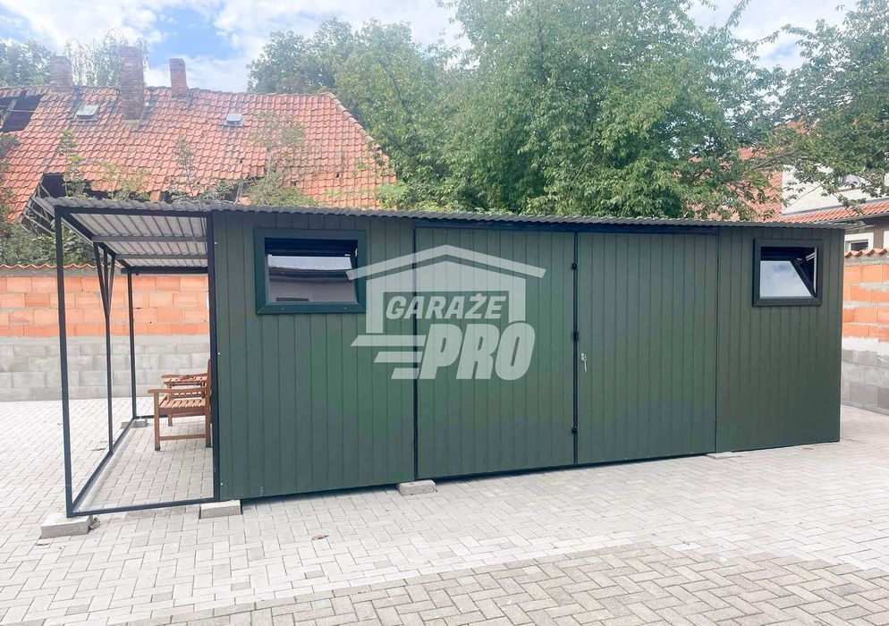 Domek ogrodowy schowek 5,5x4 wiata Brama - 2x okno rynny GP244