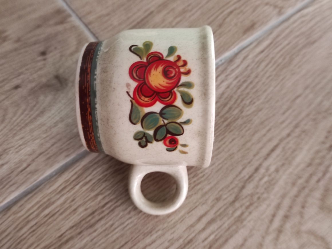 Serwis kawowy Pruszków dzika róża, ceramika PRL, porcelana