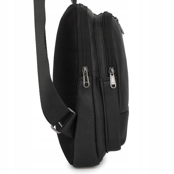 Czarna nerka ładna skórzana przez ramię crossbody męska modna torba