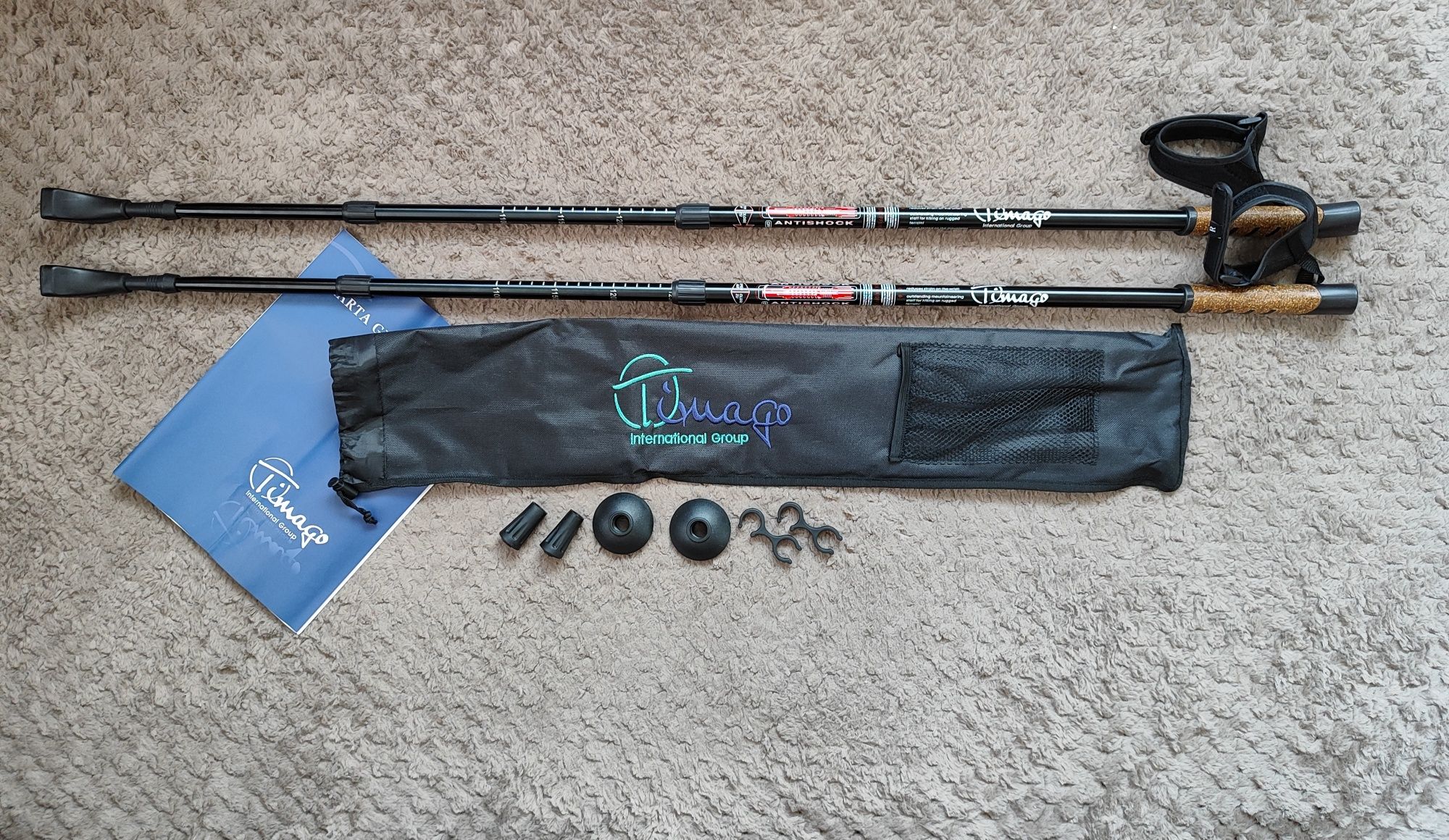 NOWE Kijki Kije Trekkingowe Nordic Walking TIMAGO, Antishock, składane