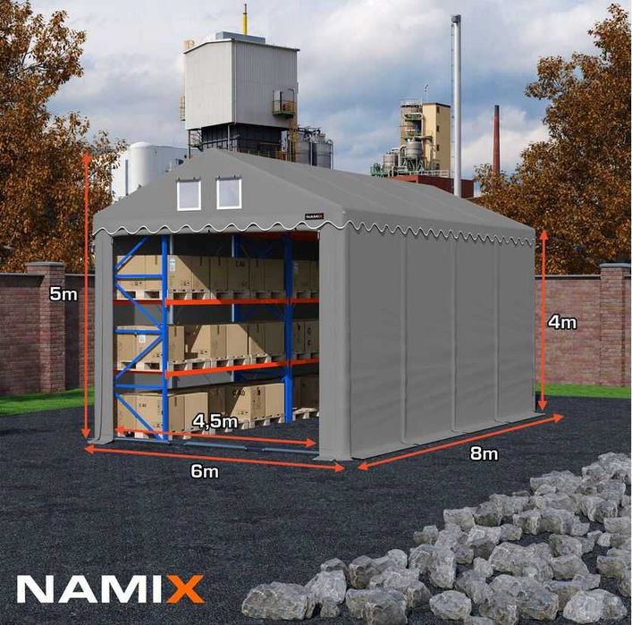 Namiot PRESTIGE MAX 6x8 [4m] magazynowy HALA NAMIOTOWA 700 g/m2 PVC