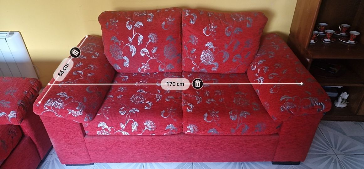 Sofa tecido  vermelho e cinzento