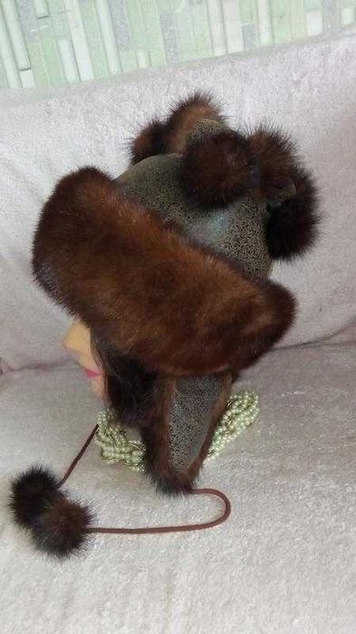 100% мех норки + кожа шапка норковая меховая пальто шуба полушубок