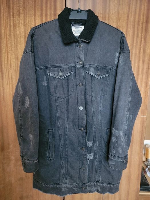 Kurtka jeansowa damska ocieplana, dłuższa Pull&Bear