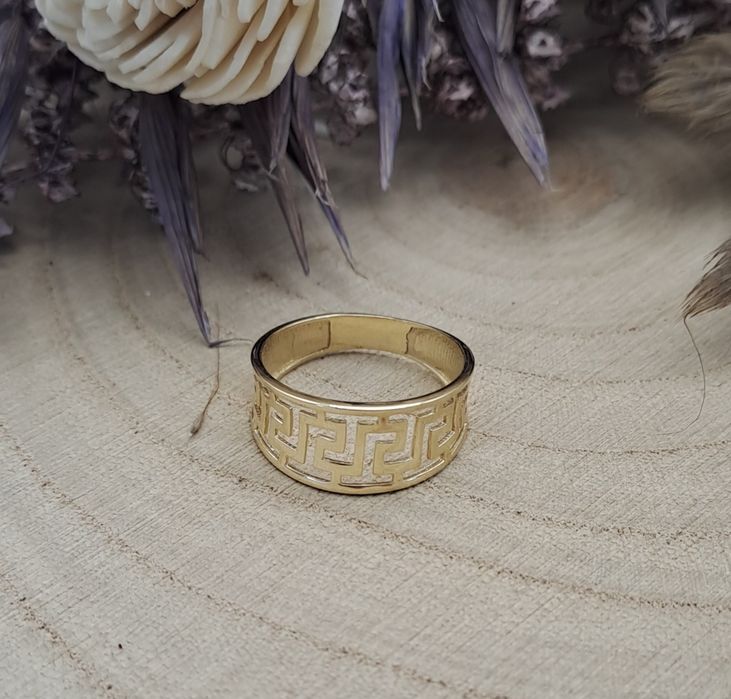 Złoty pierścionek / grecki wzór / złoto 585 / 14K