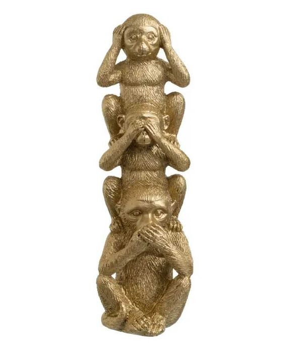 Figurka dekoracyjna małpy złote 3 małpki dekoracja ozdoba na prezent
