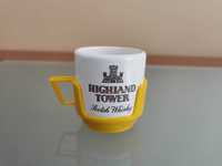 Copo chávena caneca rara coleção Highland Tower Scotch Whisky amarela