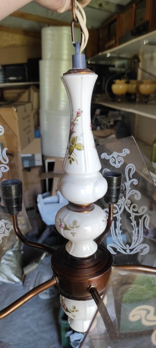 Stara zabytkowa kolekcjonerska lampa żyrandol prl antyk