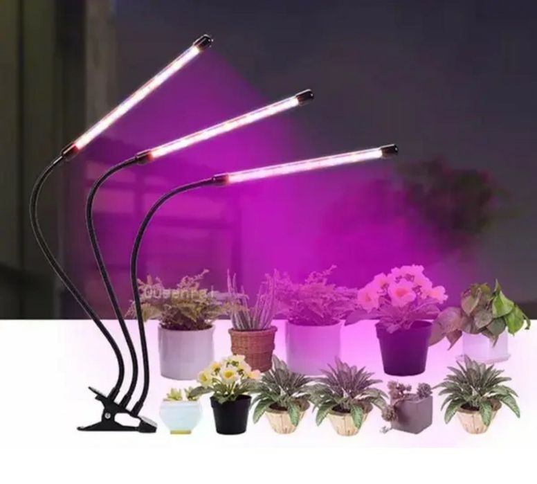Фитолампа для растений светодиодная 3 лампы 30 Вт Ультрафіолетова