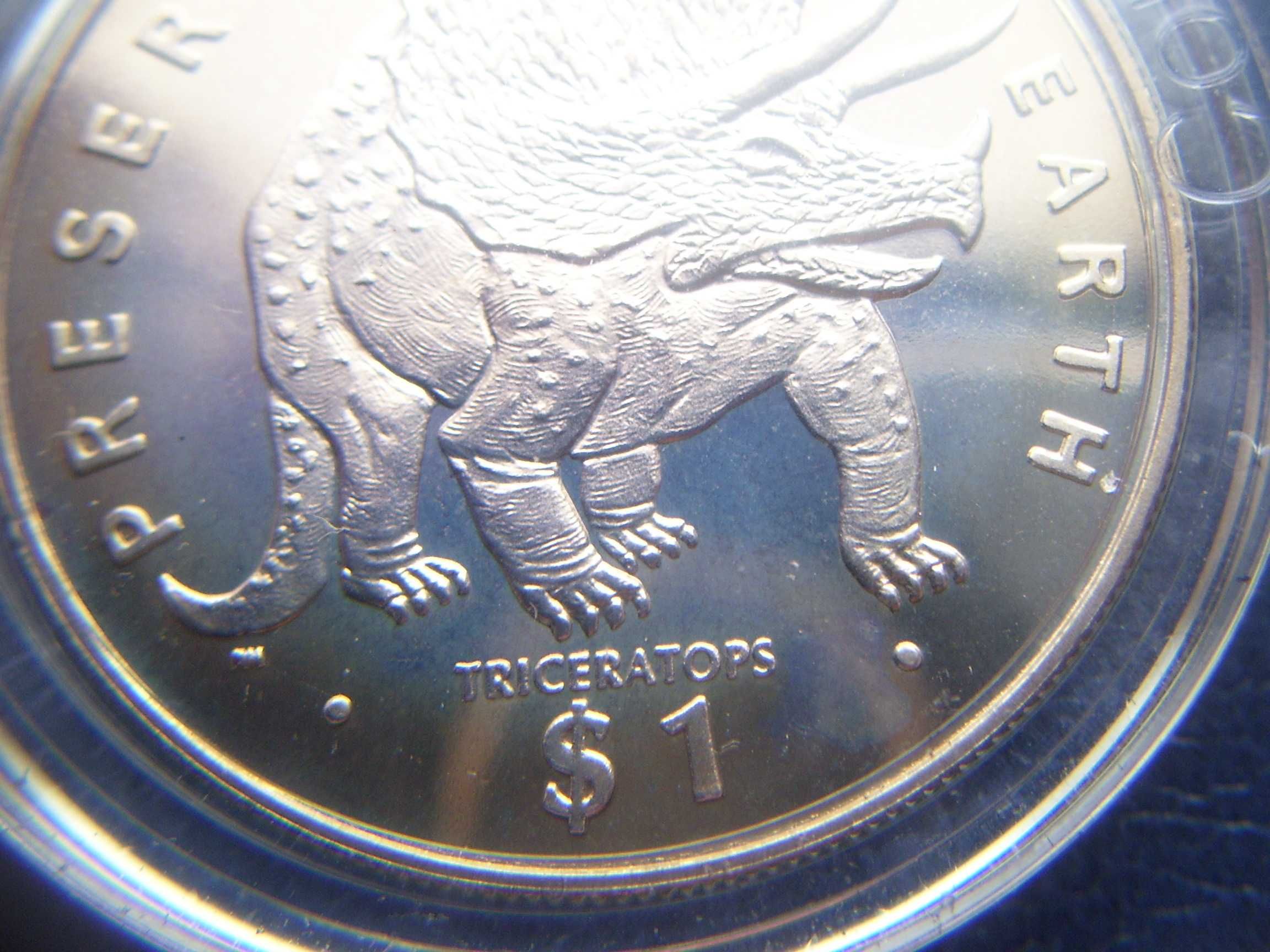 Stare monety 1 dolar 1993 Triceratops Erytrea stan menniczy