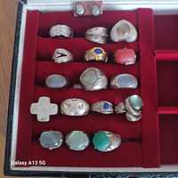 Caixa vários anéis de prata