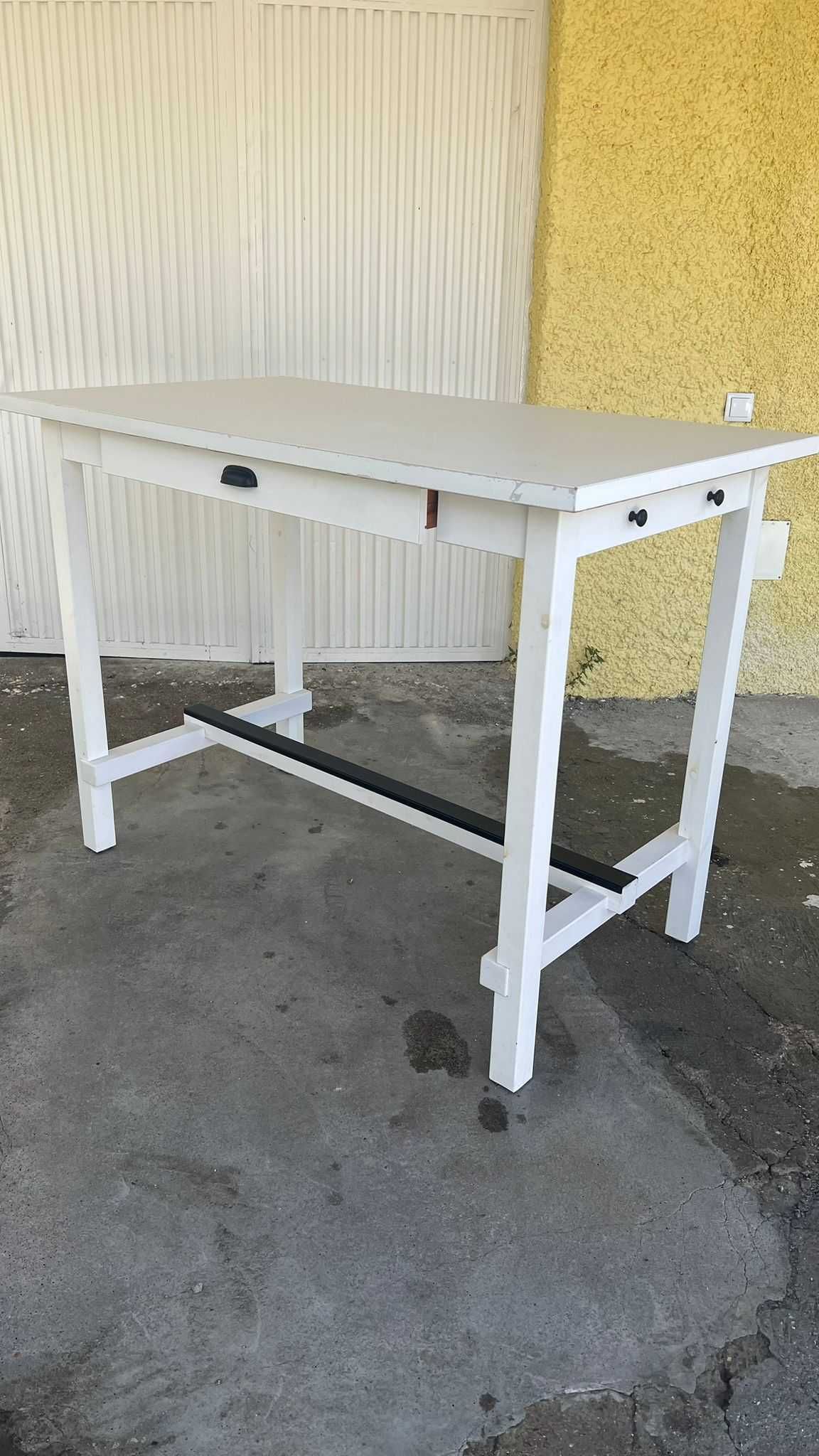 Mesa alta com 2 bancos, IKEA branca, NORDVIKEN