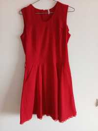 Carry czerwona lniana  sukienka  rozmiar M/38