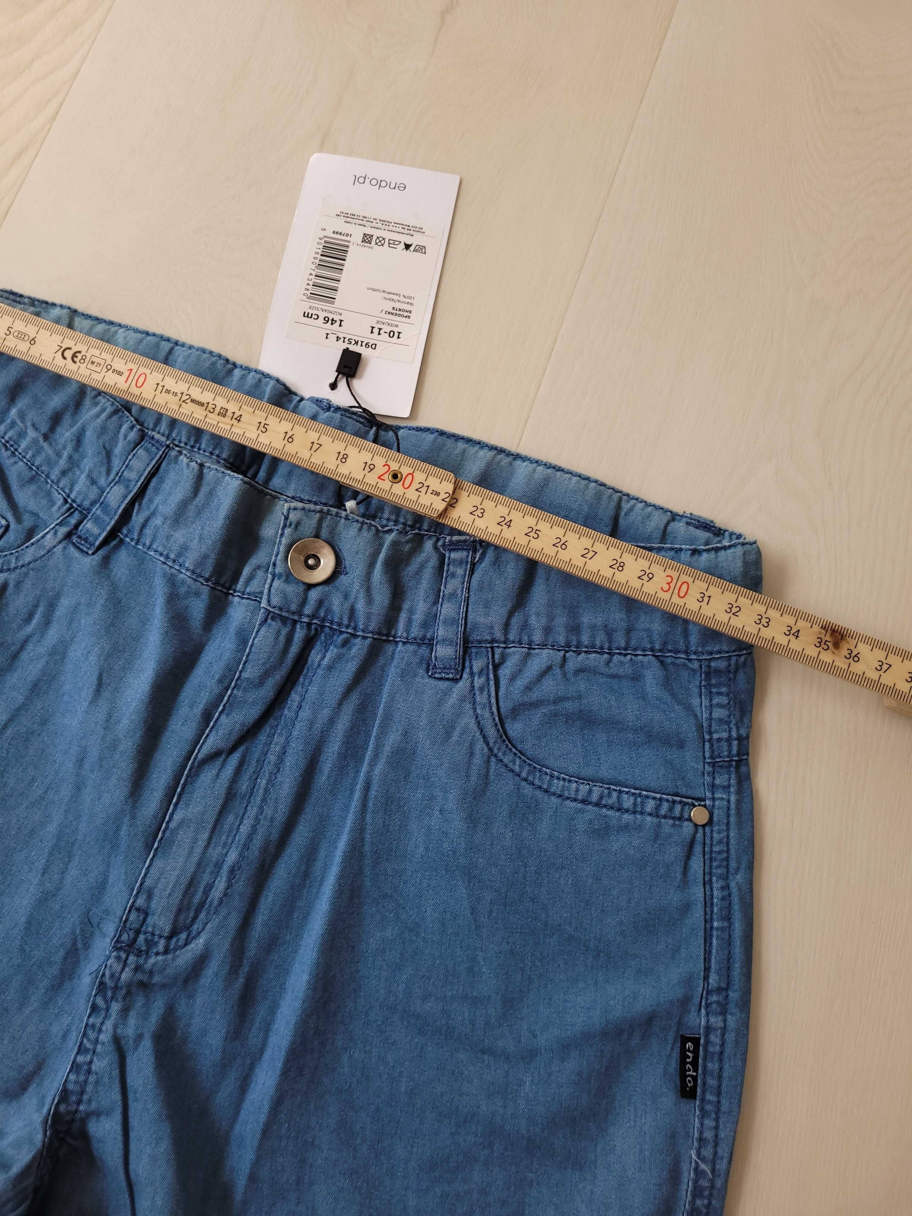 NOWE krótkie spodenki szorty jeans ENDO 146 cm 10-11
