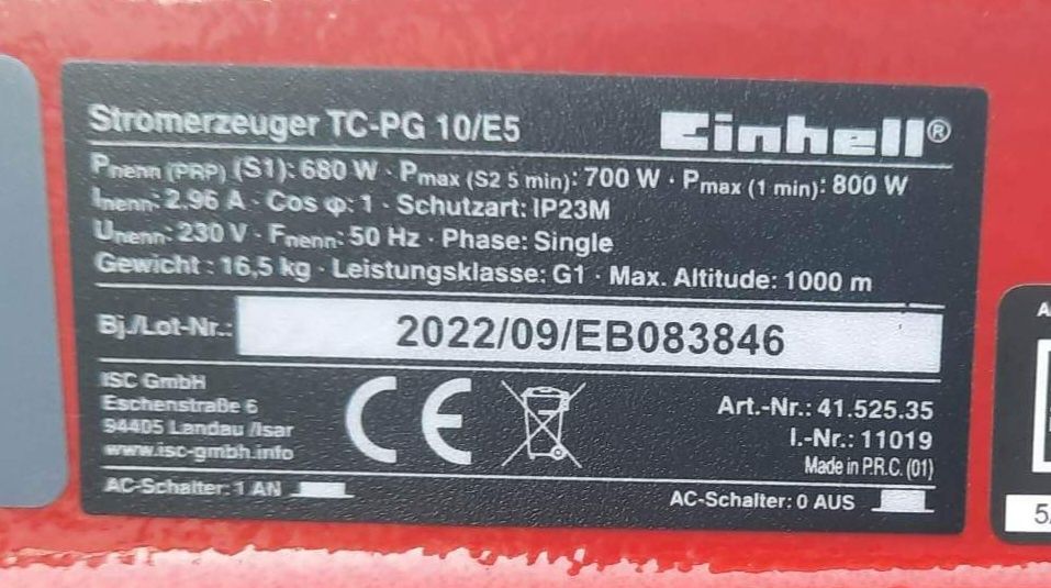 Agregat prądotwórczy Einhell TC-PG 10/E5