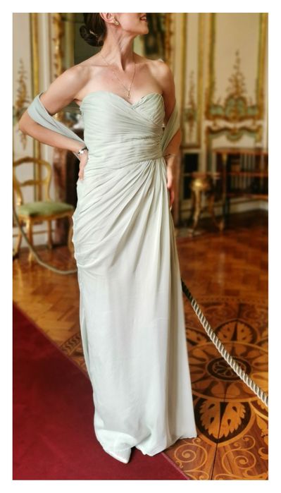 Miętowa sukienka maxi Adrianna Papell (M/38) #balowa #wesele #elegant