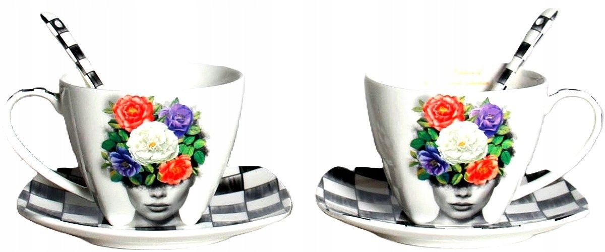 oryginalny zestaw 2+2+2 filiżanki + spodki porcelana woman rose 250ml.