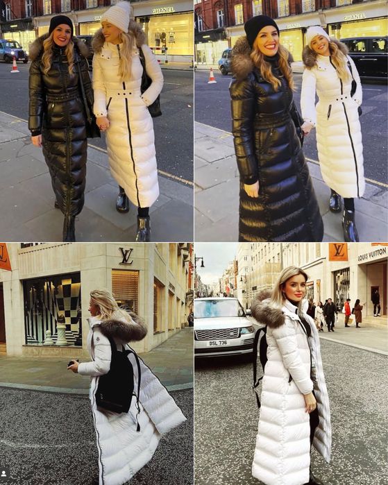 Пальто з поясом-резинкою Moncler S жіноче довге зимове пуховик Монклер