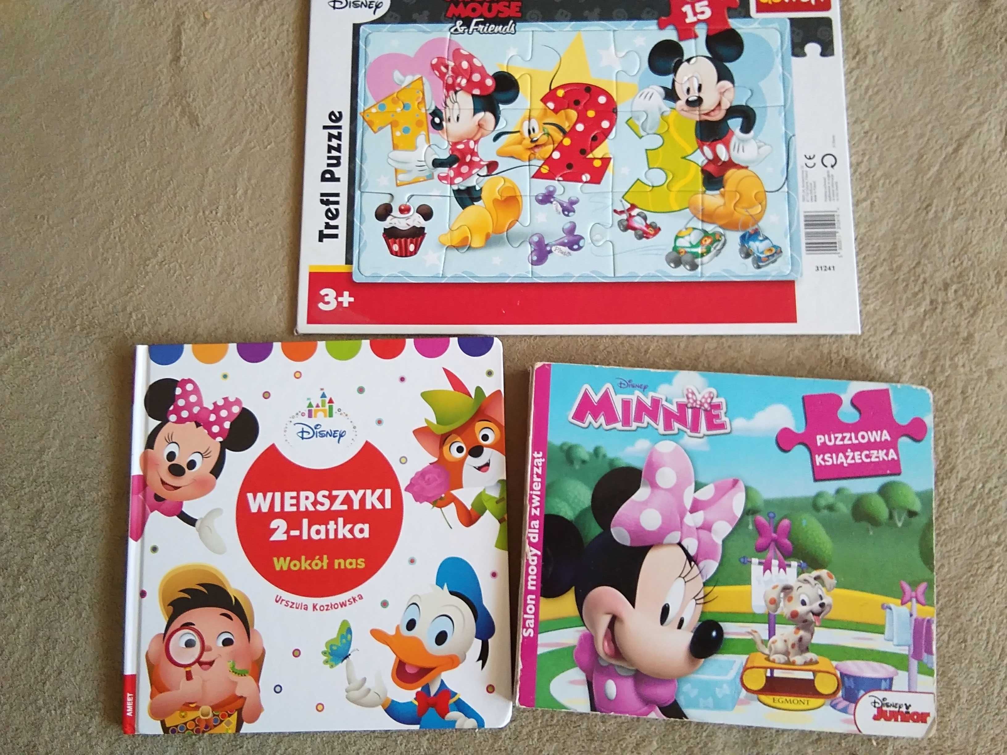 Myszka Minnie puzzle 15 szt, książka z puzzlami, wierszyki Disney