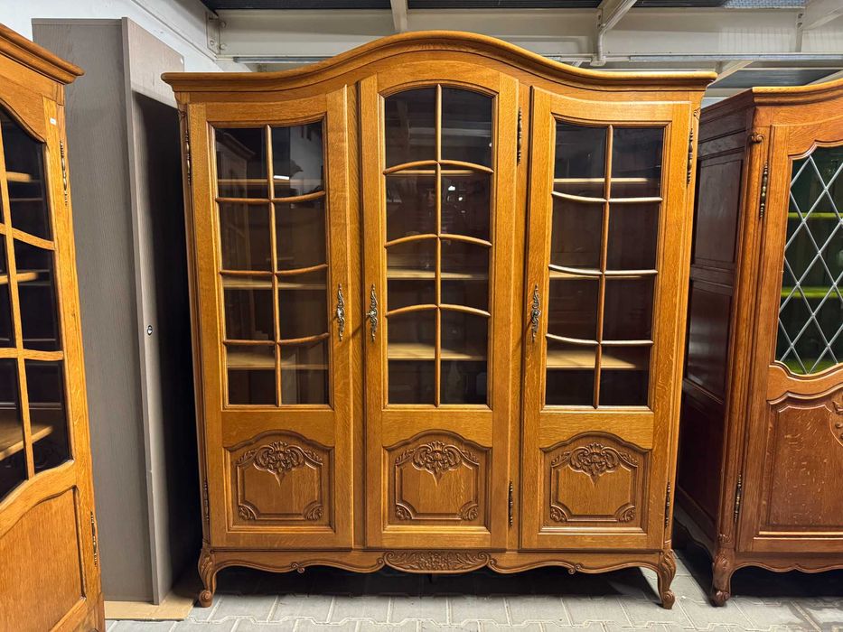 Biblioteka drewniana Ludwik witryna dębowa regał szafka