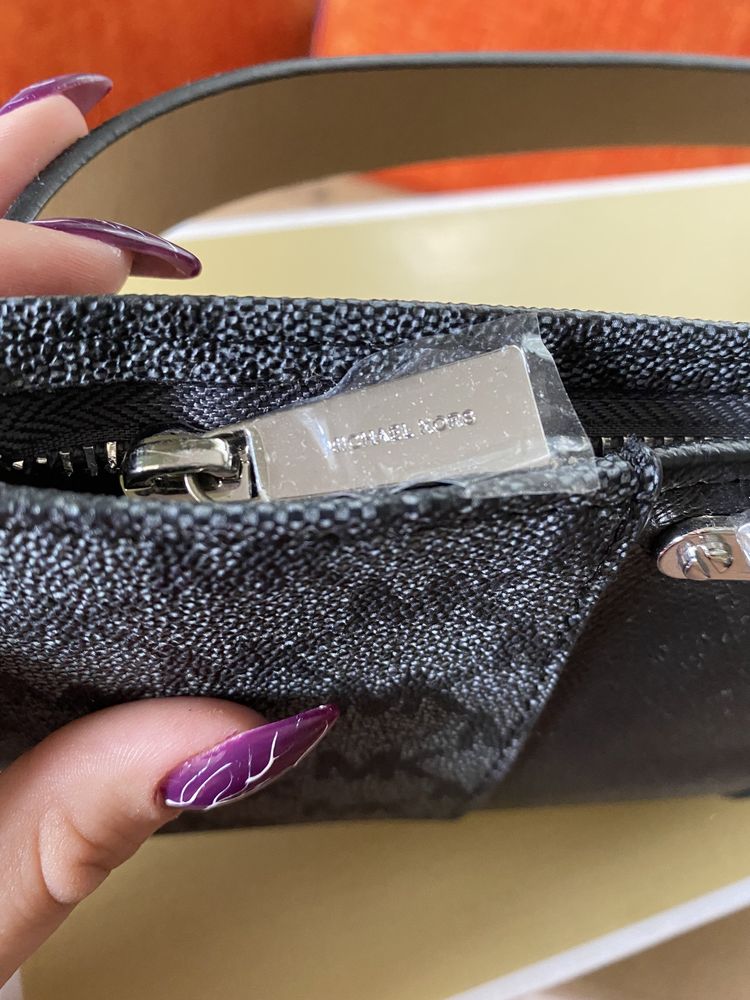 Nowa nerka Michael Kors czarna monogram mk szara saszetka L XL prezent