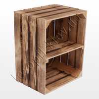 Ящик деревянный 50х40х30см обожженный с короткой перегородкой