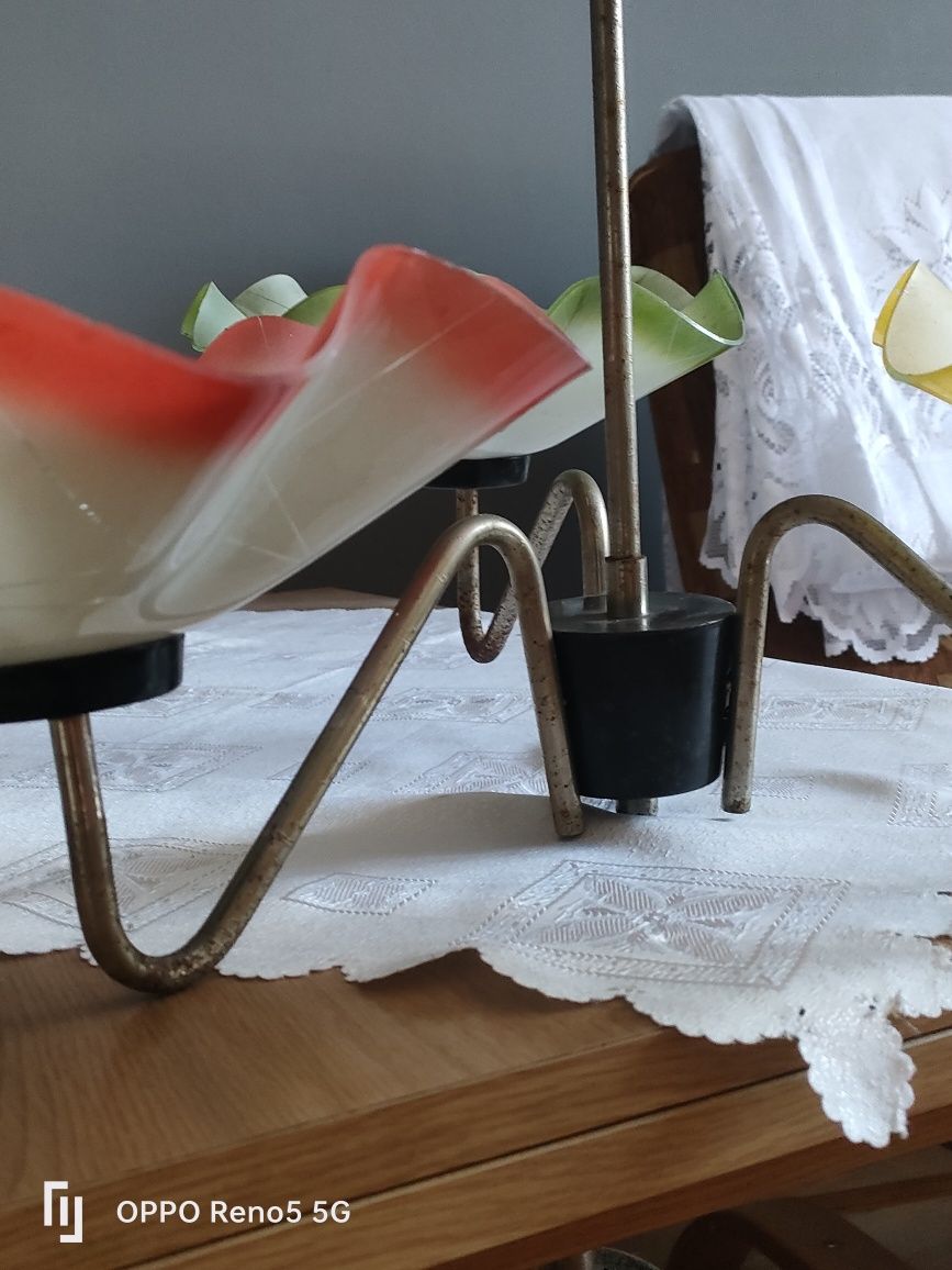 Żyrandol PRL kolorowy