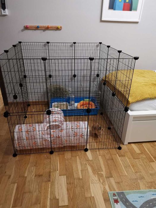 Klatka Kojec Dla Małych Zwierząt Zagroda 46x143x73 Cm Wybieg Siatka