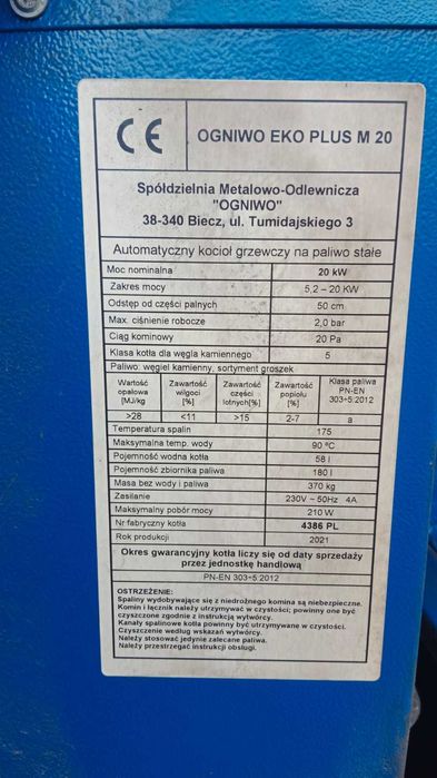 Piec ogniwo eko plus m 20kw
