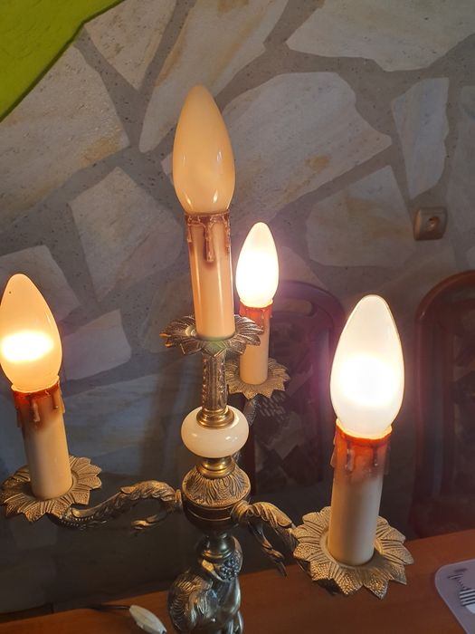 Stara lampa mosiezna z aniołem