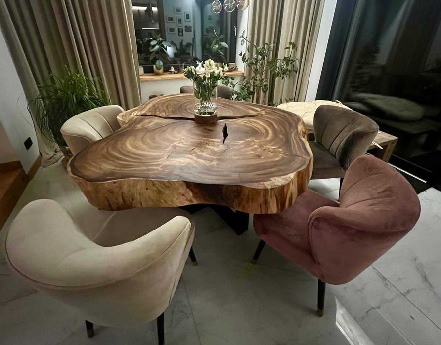 Stół drewniany blat monolit plaster Suar 160cm