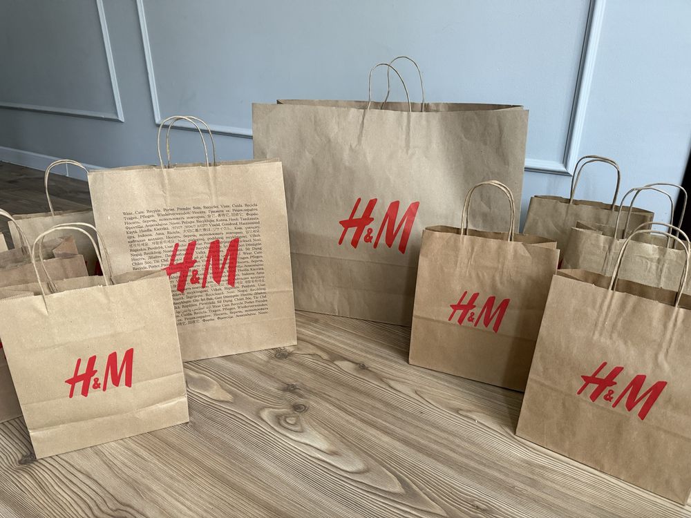 Брендові пакети, пакеты бумажные Zara, H&M, Ultra Shop, Benetton