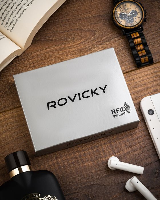 duży, skórzany portfel męski bez zapięcia - rovicky