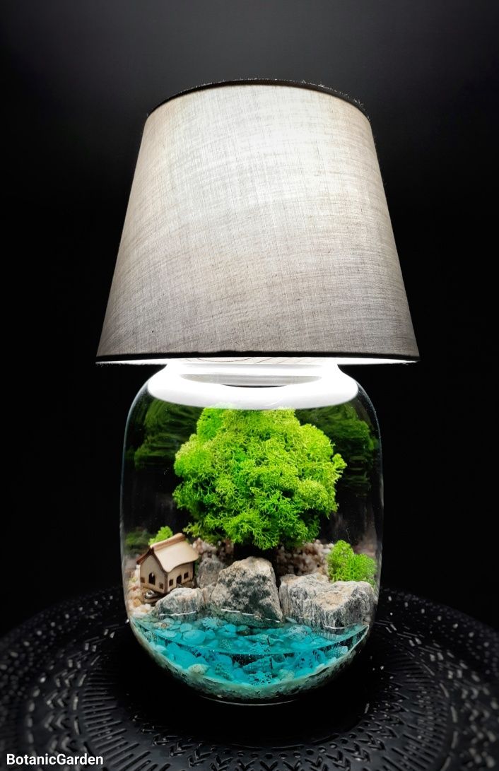 Lampka Las w szkle/ Leśna lampa - nie wymaga pielęgnacji - prezent!