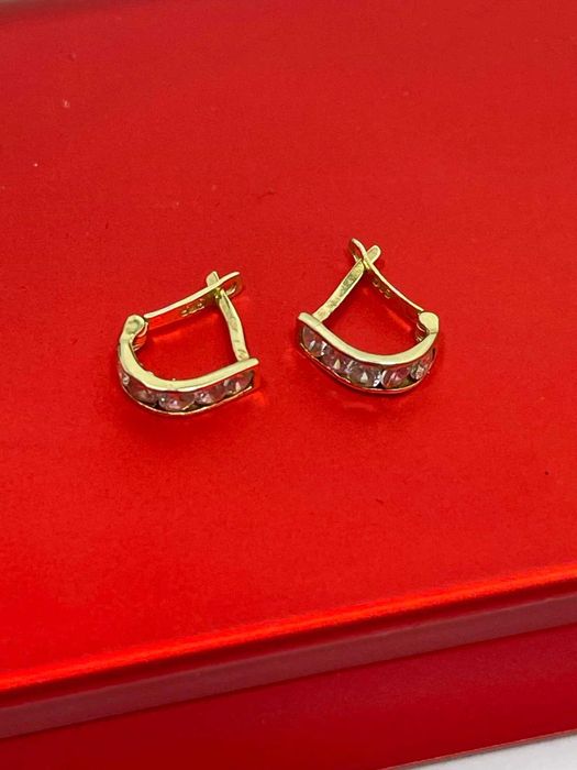 Złote kolczyki zatrzask cyrkonie P. 585 0,69G
